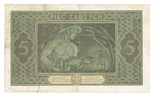 II RP, Bilet Państwowy 5 złotych 1926 - D - RZADKI