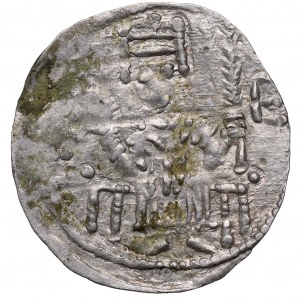 Boleslaw IV the Curly, Cracow, denarius, emperor on throne with PALMA - rare