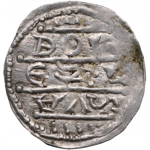 Boleslaw IV the Curly, Cracow, denarius, emperor on throne with PALMA - rare