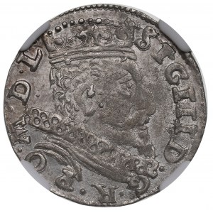Sigismund III Vasa, Trojak 1601, Vilnius, Schwan über V - NGC MS62 RARE
