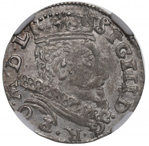 Sigismund III Vasa, Trojak 1601, Vilnius, Swan over V - NGC MS62 RARE.