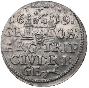 Sigismondo III Vasa, Trojak 1619, Riga, testa GRANDE - ECCELLENTE