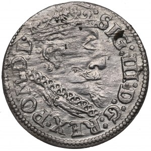 Sigismond III Vasa, Trojak 1619, Riga, GRANDE tête - EXCELLENT