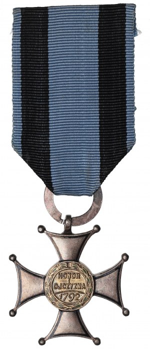 PRL, Croix d'argent de l'Ordre de Virtuti Militari - gravure d'Olszewski