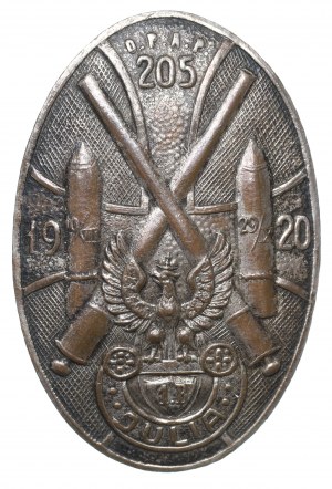 II RP, odznak baterie Julia 205 Volunteer Regiment of Field Artillery