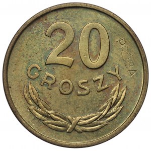 People's Republic of Poland, 20 pennies 1949 - Sample Brass Rarity