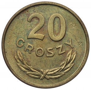 Poľská ľudová republika, 20 groszy 1949 - Ukážka mosadznej rarity