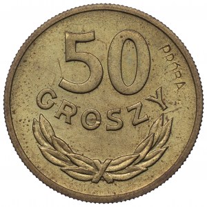 Polská lidová republika, 50 grošů 1957 - ukázka mosazné rarity
