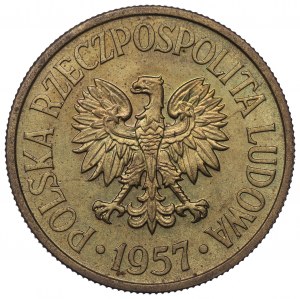 Poľská ľudová republika, 50 groszy 1957 - Vzorka mosadznej rarity