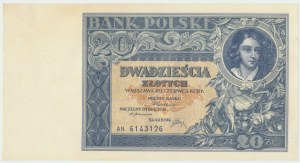 II RP, 20 złotych 1931 AN. - niskie litery w serii