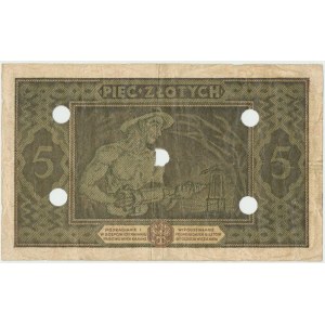 II RP, Bilet Państwowy 5 złotych 1926 - G - FAŁSZERSTWO Z EPOKI