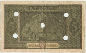 II RP, Bilet Państwowy 5 złotych 1926 - G - FAŁSZERSTWO Z EPOKI