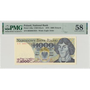 PRL, 1000 złotych 1975 BH - RZADKOŚĆ - PMG 58