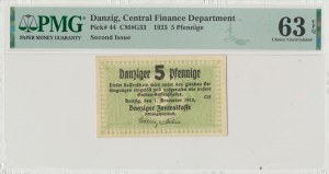 Danzig, 5. Fenig 1923 - 1. November - PMG 63EPQ