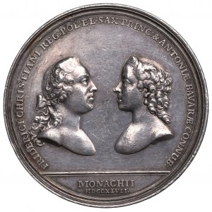 Auguste III Sas, Médaille de mariage de Friedrich Christian et Antonina de Bavière 1747