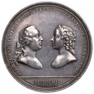 Augustus III Sas, Hochzeitsmedaille von Friedrich Christian und Antonina von Bayern 1747