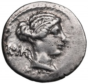 Republika Rzymska, M. Porcius Cato (89 r p.n.e), Denar