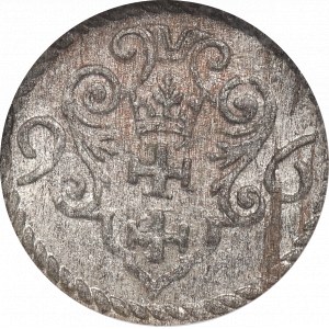 Sigismund III, Denarius 1596, Danzig - NGC MS62