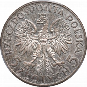 II RP, 5 złotych 1933 Głowa kobiety - PCGS MS63