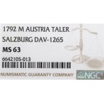 Autriche, Salzbourg, Jérôme Joseph, Thaler 1792 - NGC MS63