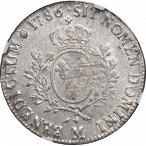 France, Ludovic XVI, Ecu 1786, Toulouse - NGC MS62