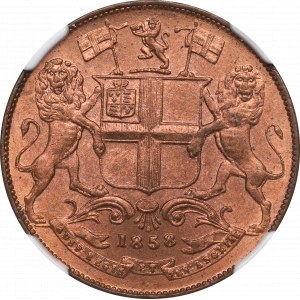 Britská Indie, 1/4 anny 1858 - NGC MS65 RB