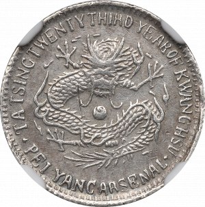 Chiny, Chihli, Pei Yang, 1/2 jiao 1897 - NGC AU Details