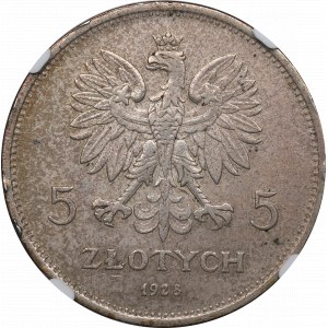 II Republic of Poland, 5 zloty 1928, Warsaw Nike - NGC UNC Details
