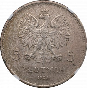 II Republic of Poland, 5 zloty 1928, Warsaw Nike - NGC UNC Details