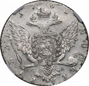 Rusko, Kateřina II, Rubl 1765 - NGC AU Podrobnosti