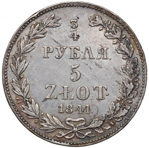 Ruské rozdělení, Mikuláš I., 3/4 rublu=5 zlotých 1841 MW, Varšava