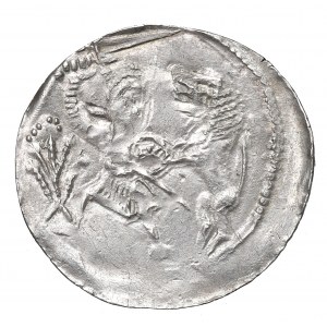 Ladislao II l'Esiliato, Denario senza data Kraków - Lotta con un leone