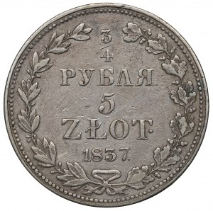 Russische Teilung, Nikolaus I., 3/4 Rubel=5 Gold 1837 MW, Warschau