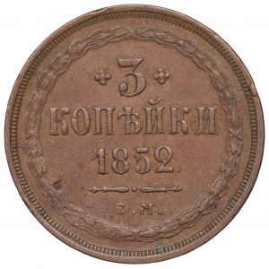 Russie, Nicolas Ier, 3 kopecks 1852 EM