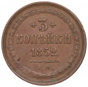 Russia, Nicola I, 3 copechi 1852 EM