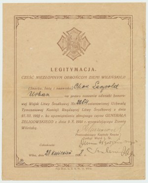 II RP, Sada dokladů a průkazů totožnosti po poručíku Leopoldu Urbanovi