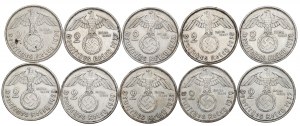 Germany, III Reich, Lot of 2 marks 1937-39 Hindenburg