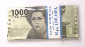 Indonézia, 1000 rupií 2016 - bankový balík (100 kusov).