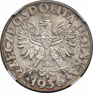 II RP, 2 złote 1936 Żaglowiec - NGC MS64