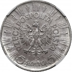 II Republic of Poland, 5 zloty 1938 Pilsudski - NGC MS64