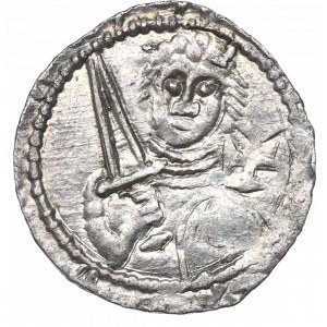 Ladislao II l'Esiliato, Cracovia, denario, principe e vescovo, croce - BELLISSIMO