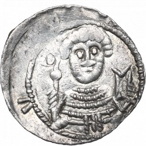 Ladislao II l'Esiliato, Cracovia, denario, principe e vescovo, croce - BELLISSIMO