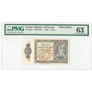 II RP, 1 zloty 1938 H - PMG 63 MODELLO