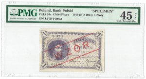 II RP, 1 zloty 1919 S. 57 E MODELLO - PMG 45