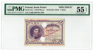 II RP, 1 Zloty 1919 S. 36 B MUSTER - PMG 55 EPQ
