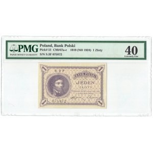 II RP, 1 złoty 1919 S. 3 F - PMG 40 seria jednocyfrowa