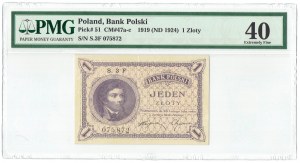 II Republic of Poland, 1 zloty 1919 - PMG 63
