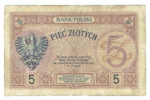 II RP, 5 zloty 28 febbraio 1919 S.5. A - rara varietà a cifra singola