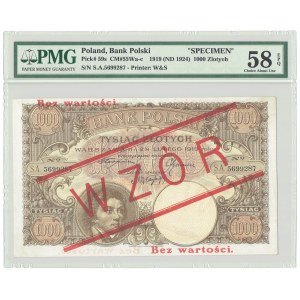 1.000 Gold 1919, MODELL - hoher Druck - PMG 58 EPQ