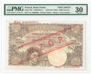 1.000 złotych 1919, WZÓR - niski nadruk - PMG 30
